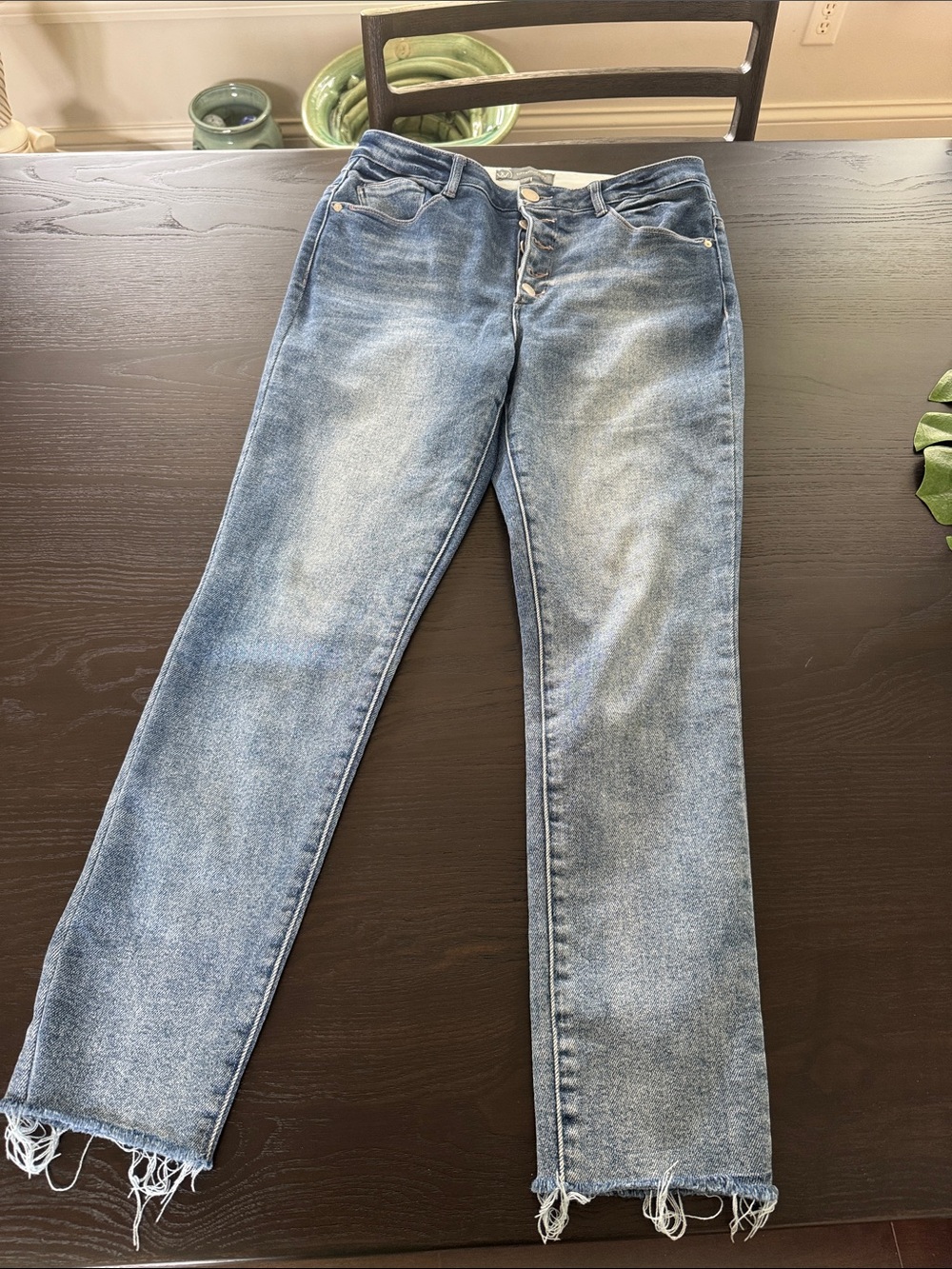 Wit & Wisdom Faded Light Blue Straight-Leg Jeans with Button Fly